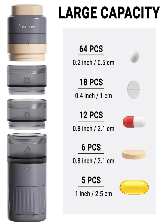 READAEER Pill Organizer, Pill Cutter, Pill Grinder, 3 in 1 Function Portable Pill Case for Trave（Gray - Image 2